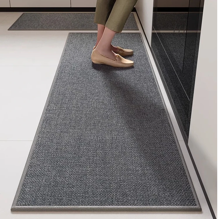 厨房地垫编织亚麻防油防滑吸油吸水脚垫耐脏地毯免洗防水定制专用