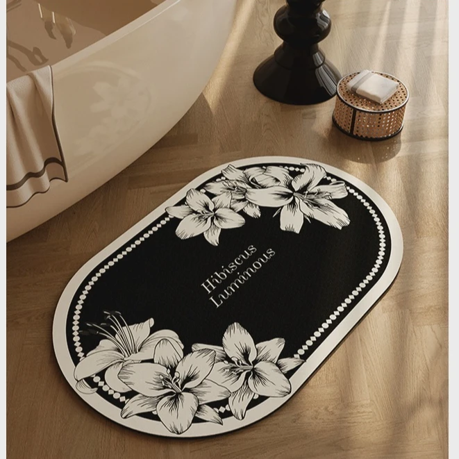 浴室地垫吸水卫生间防滑软硅藻泥卫浴厕所门口脚垫浴缸垫子复古风