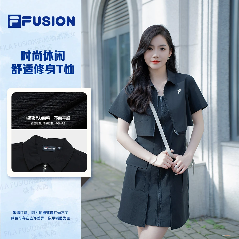 FILA斐乐女士春夏季运动时尚百搭显瘦翻领连衣裙两T11W421308