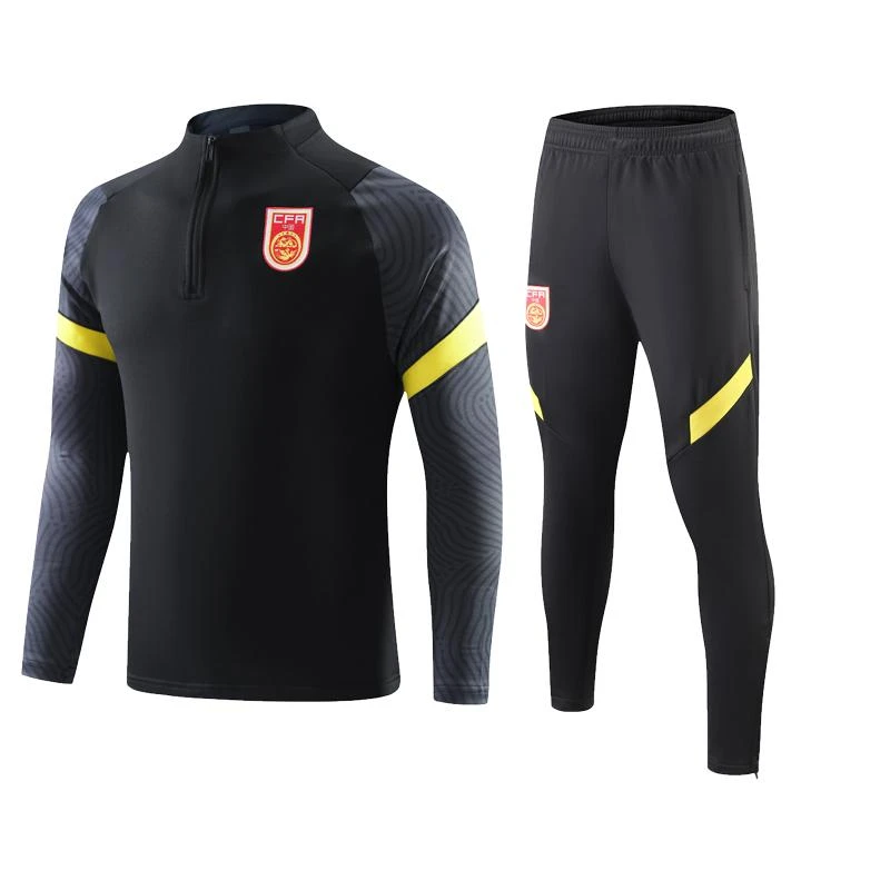 阿根廷中国加绒长袖足球训练服男秋冬季学生运动加绒半拉链训练服