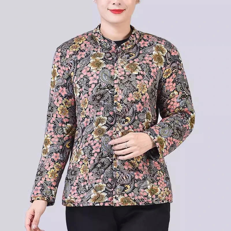中老年加厚碎花棉袄保暖加肥大码妈妈花棉袄冬季长袖