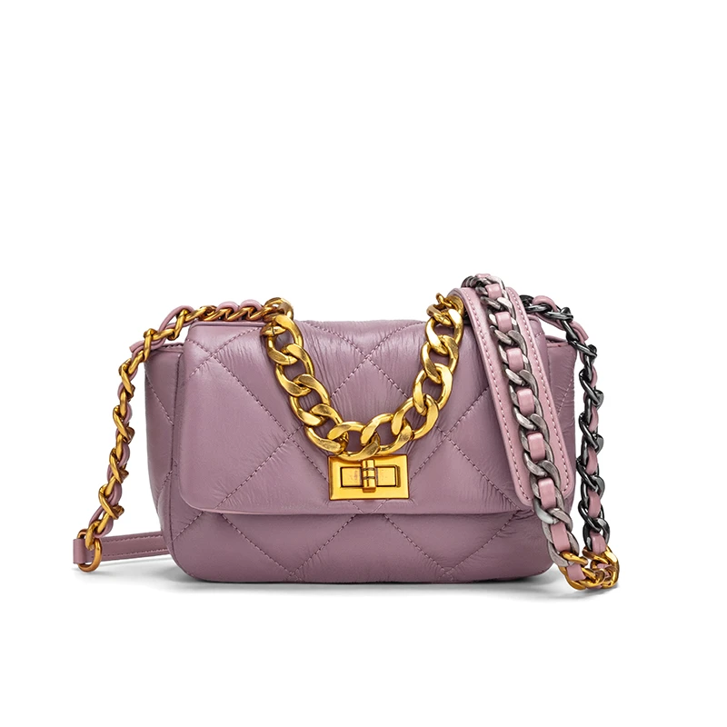 FANXI凡喜高级质感小香风菱格单肩包F9055紫色