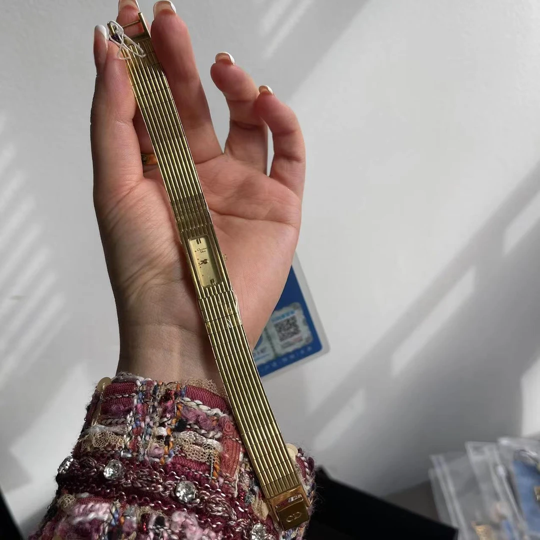 90新 Dior/迪奥 27中古复古/精钢镀金带/金盘/13mm/迪奥女表