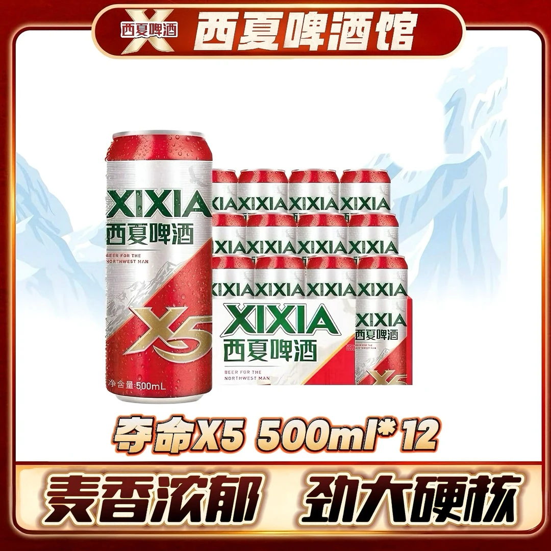 XIXIA/西夏啤酒夺命X5 500ml*12 整箱 产地直发 聚会 烈性啤酒