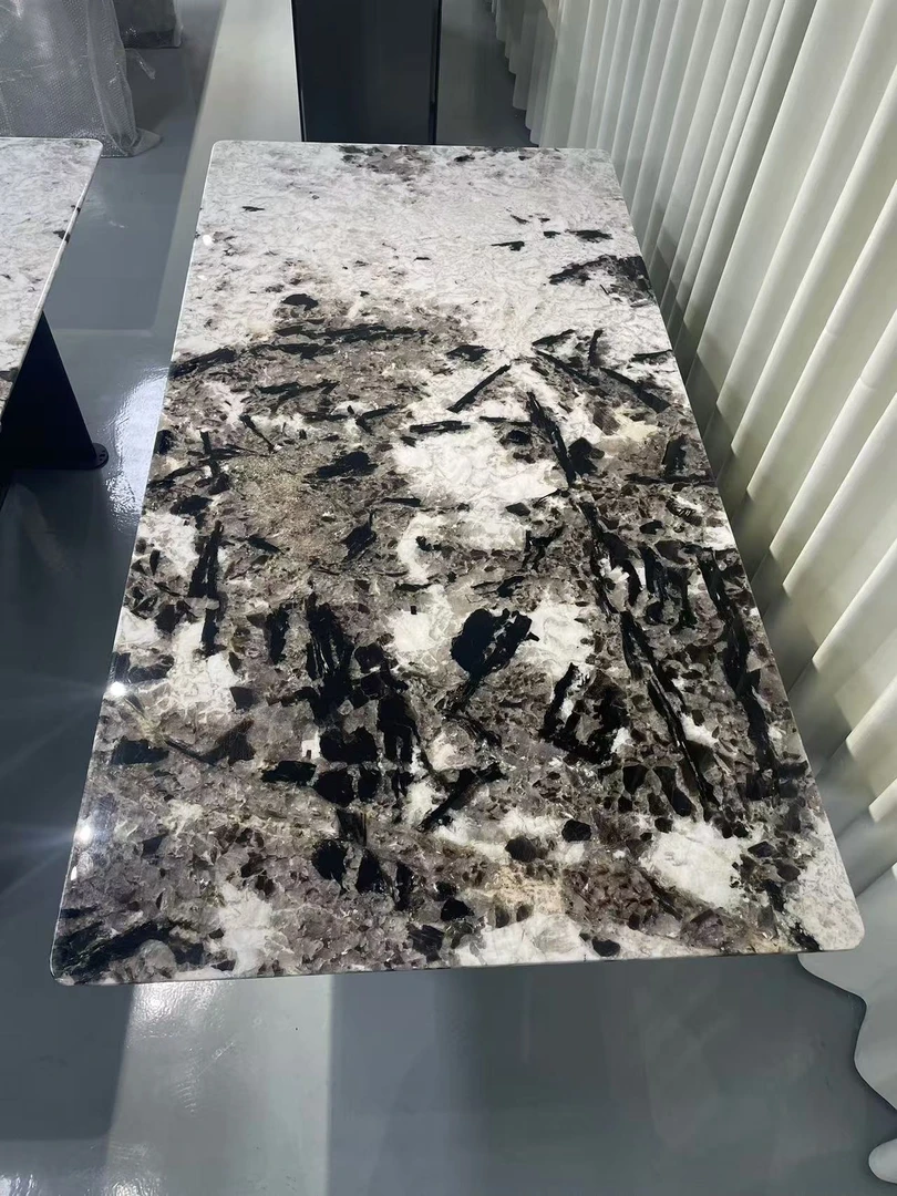 【金孔雀】奢石餐桌现代轻奢家用意式简约大小户型长方形大理石餐桌