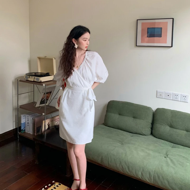 酒午自制【月光手书】围裹式连衣裙-KLF3734