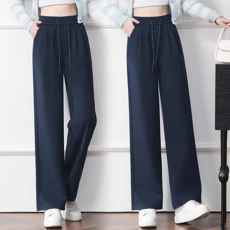 西装休闲长裤阔腿裤女春秋新款高腰显瘦直筒松紧裤子81307#