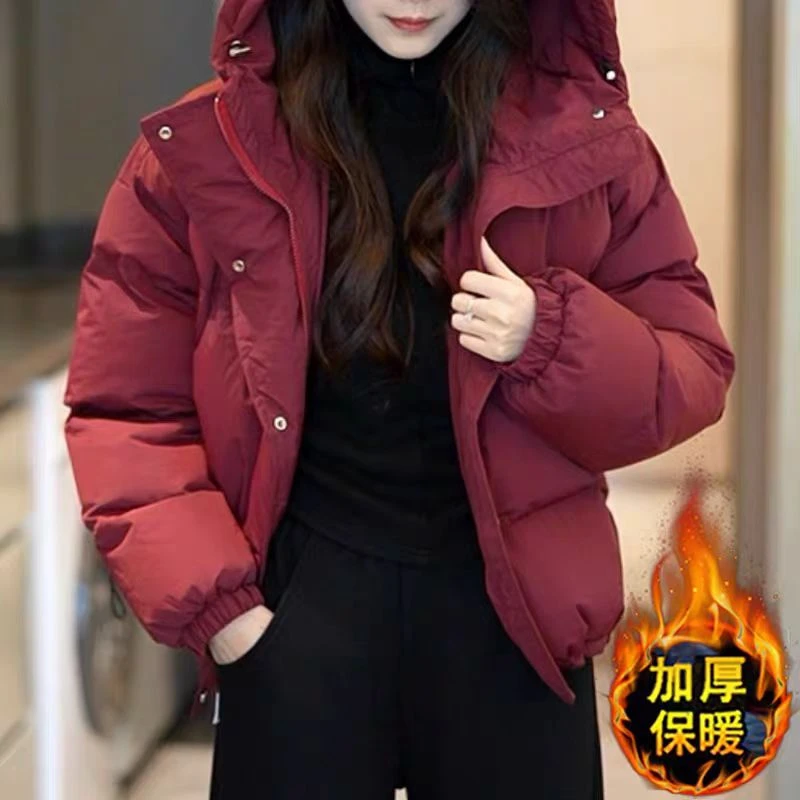 短款时尚棉服冬季新款爆款宽松面包服女士连帽外套潮2902#