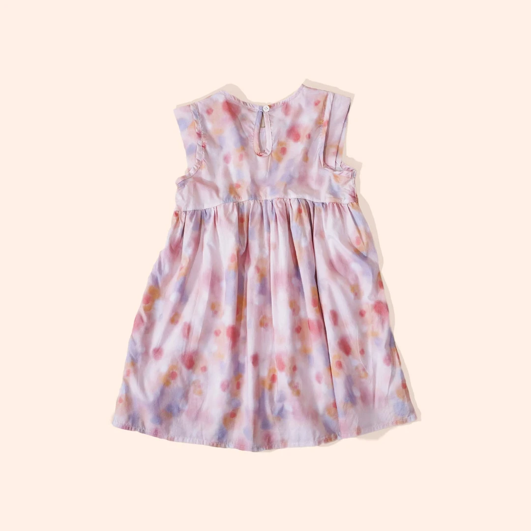 夏季新款儿童洋气晕染斑点女宝粉色无袖连衣裙女童婴儿宝宝夏款