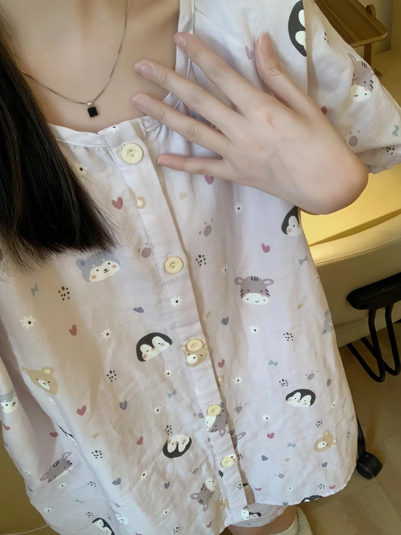 睡衣女套装卡通印花韩版夏季薄款少女甜美小清新宽松短袖家居服
