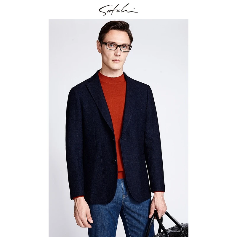 【春秋羊毛便西】Satchi男装新款商务休闲男中青年休闲西装时尚