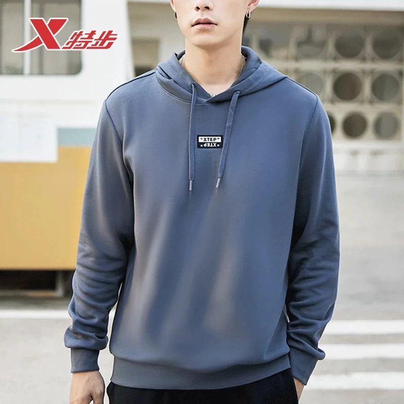 特步卫衣男秋季连帽套头潮流看球休闲服男士长袖时尚百搭衣服0150