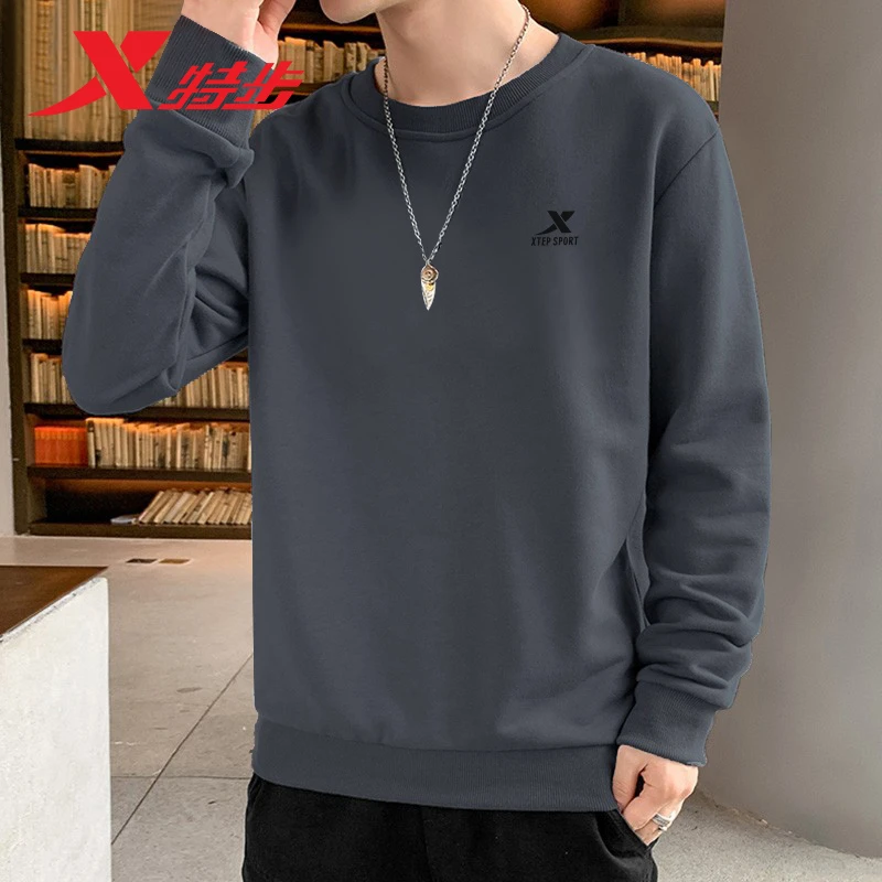 特步运动卫衣男士冬季新款圆领官方正品打底休闲套头长袖卫衣男装