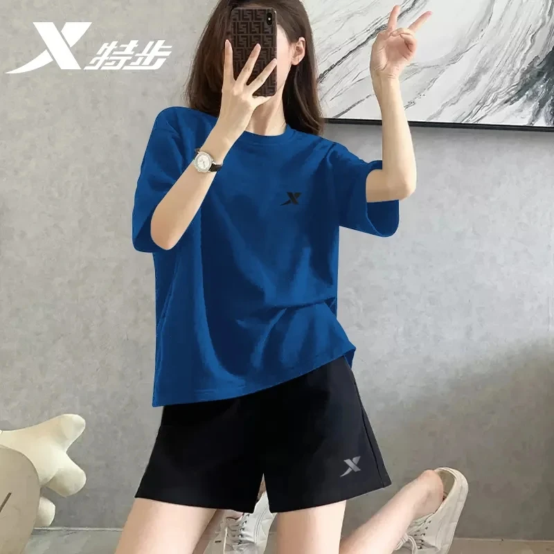 特步速干正品运动女2025夏季新款上衣正品短袖短裤两件套清凉薄款
