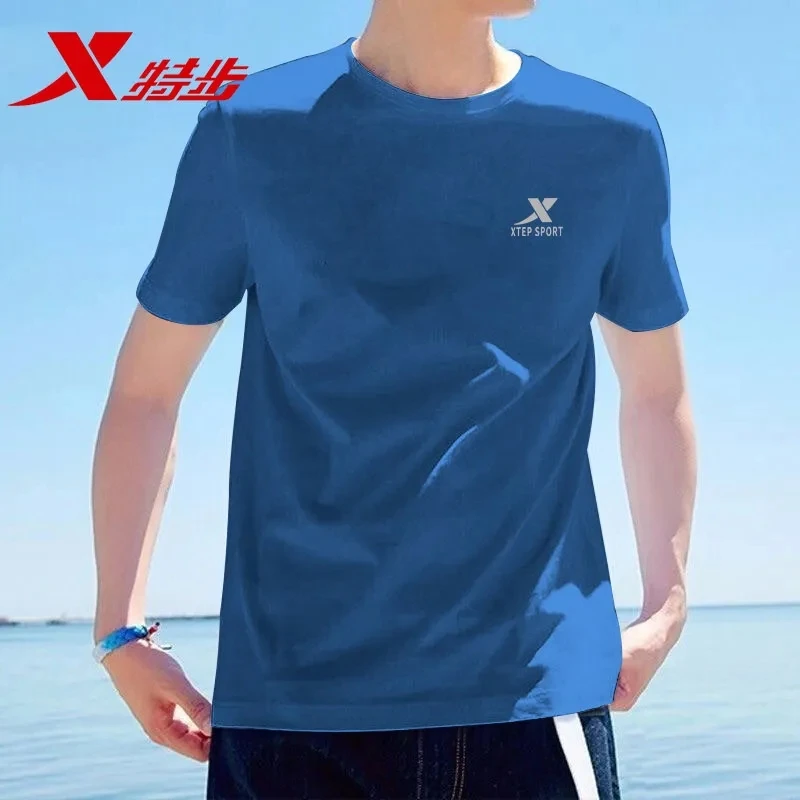 特步正品短袖男t恤夏季新款运动透气速干休闲健身服宽松时尚男装