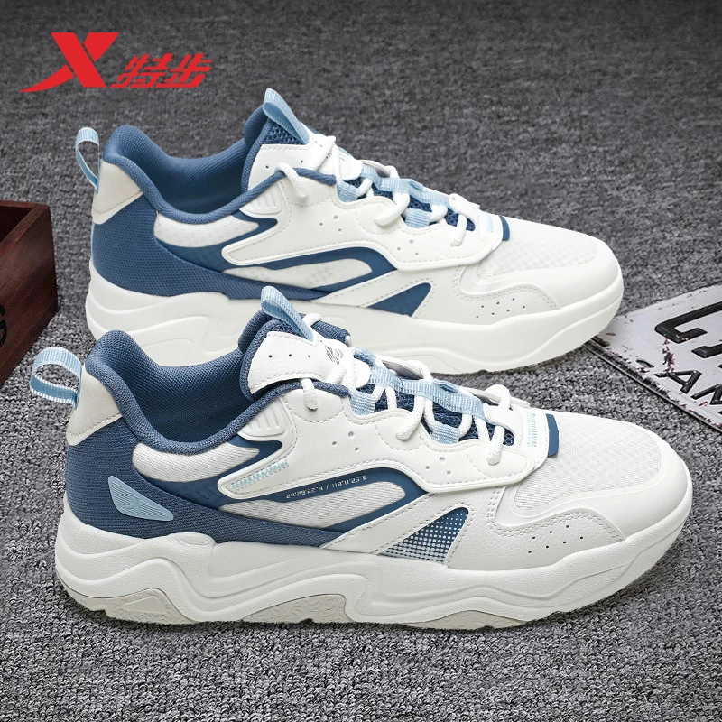 特步暗流3.0男鞋2026秋季网面透气板鞋潮流休闲轻便白色运动鞋男