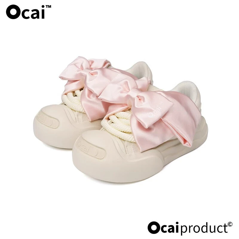 Ocai Smile开口笑蝴蝶结款帆布鞋圆头增高鞋笑脸鞋子秋季女圆头潮
