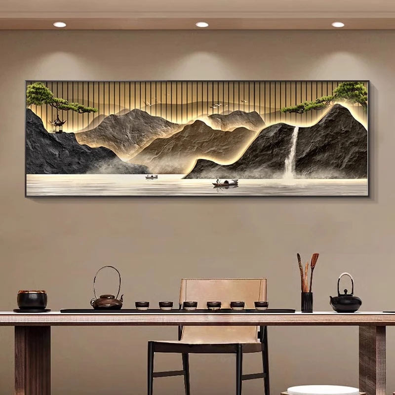 颂雅家饰【迎客松大气山水装饰画】客厅办公室新中式山水老板招财