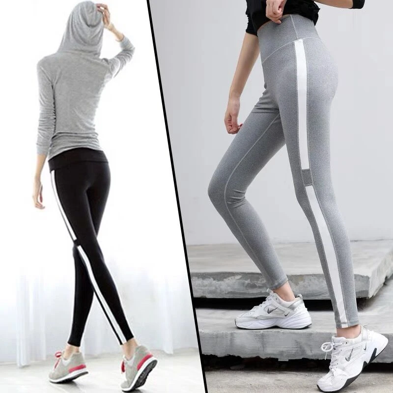 健身女晨跑训练大码高腰提臀高弹瑜伽九分运动长裤跑步速干秋冬季