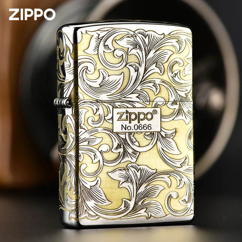 zippo打火机正版原装正品深雕银焰唐草繁花似锦