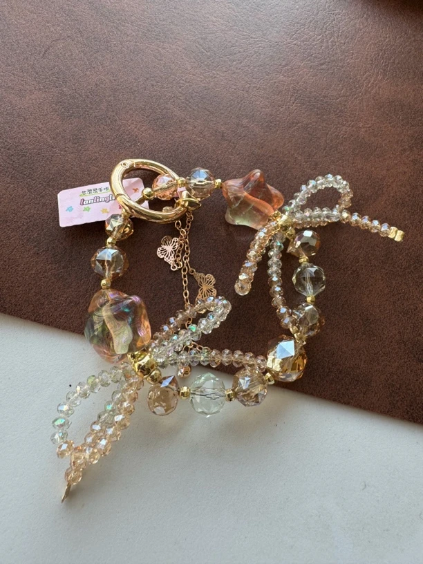 1787蓝咖色水波纹星星小手捻手机链