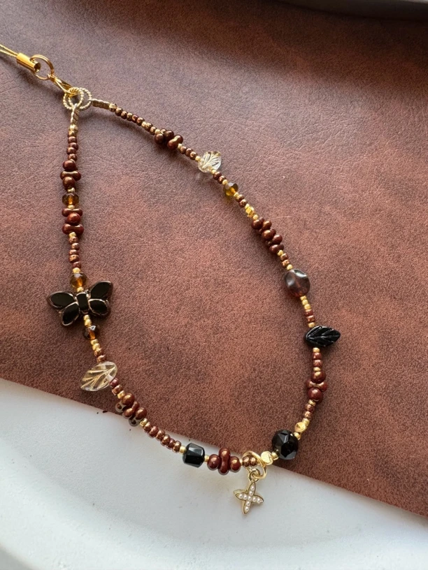 1842捷克琉璃棕咖手机链