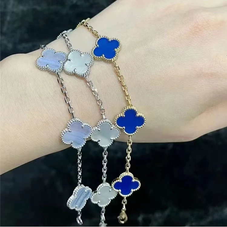 妃袖 铜合金合成锆石手链 轻奢百搭经典气质百搭简约四叶草手链