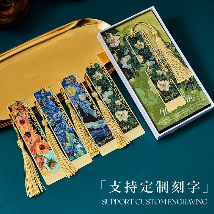 金属书签复古油画镂空定制高档创意小升初仪式感礼品立体油画书签