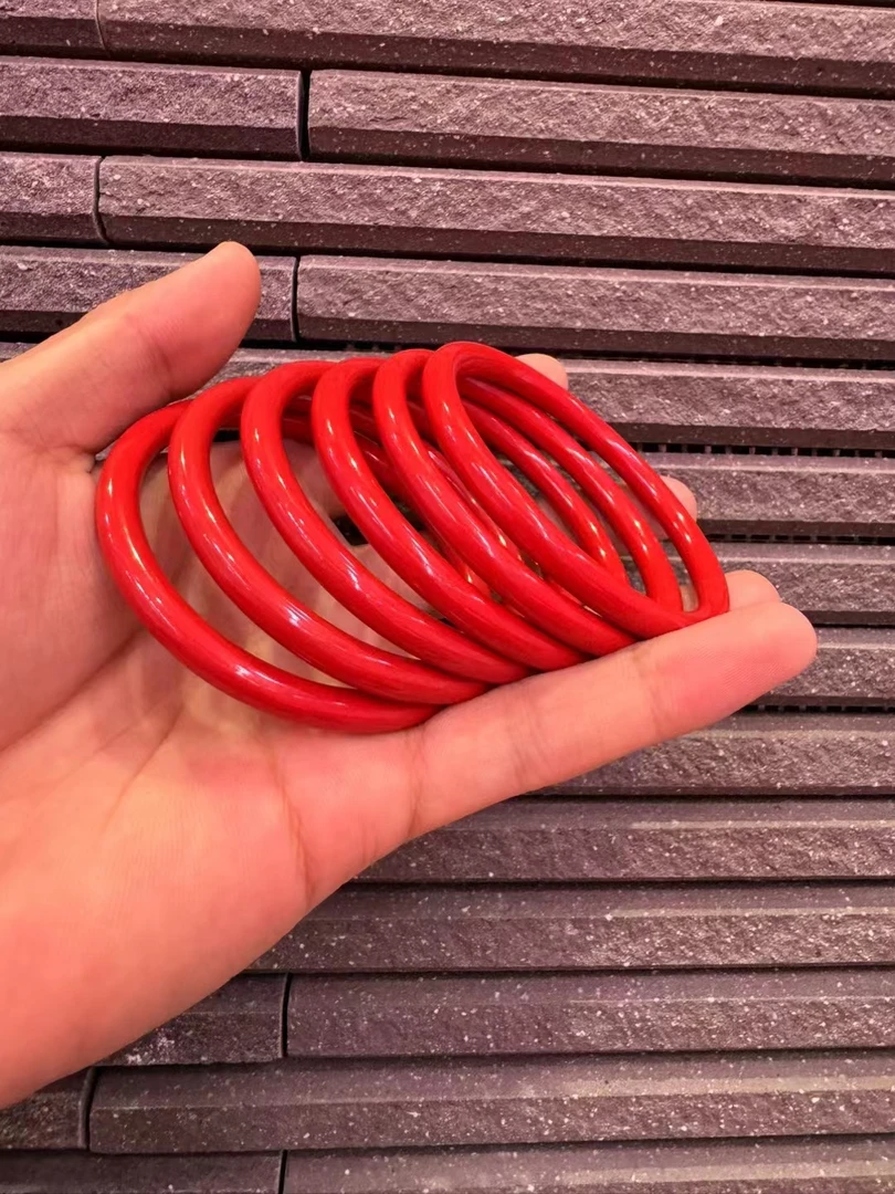 天然辰砂朱砂细圆条手镯