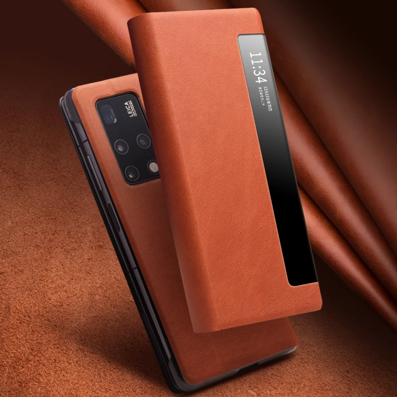 适用于华为mate x2折叠屏手机壳牛皮翻盖式皮套轻奢真皮超薄商务