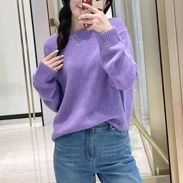 【专柜品质】秋冬新款简约百搭纯色圆领针织衫毛衣女5399761