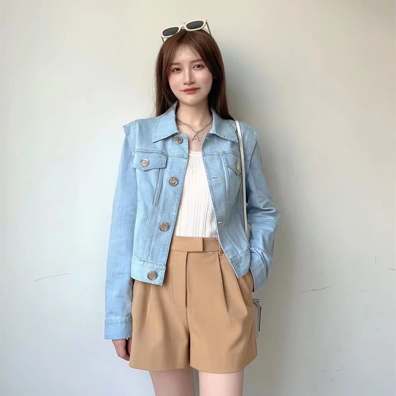 【AMSSGIRD】春装新款韩版百搭显瘦浅色牛仔外套夹克短外套5400635