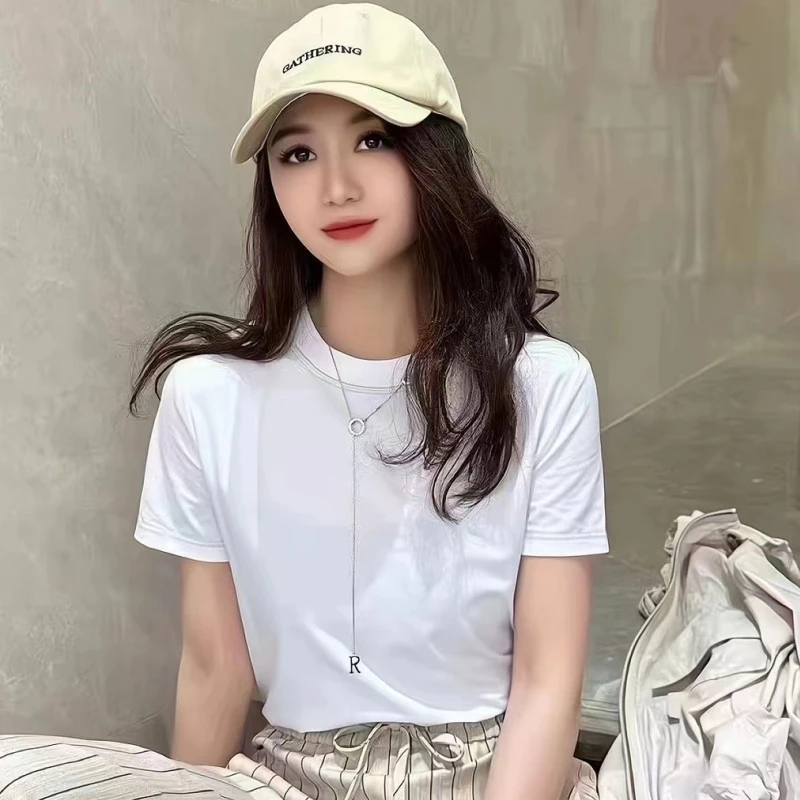 【专柜品质】夏新款休闲圆领素面百搭基础缝线短袖T恤上衣5301025