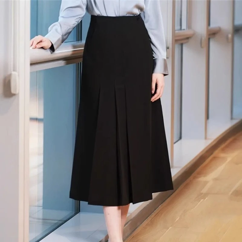 【AMSSGIRD】秋季新款中高腰百褶半身长马面裙半身裙5200382