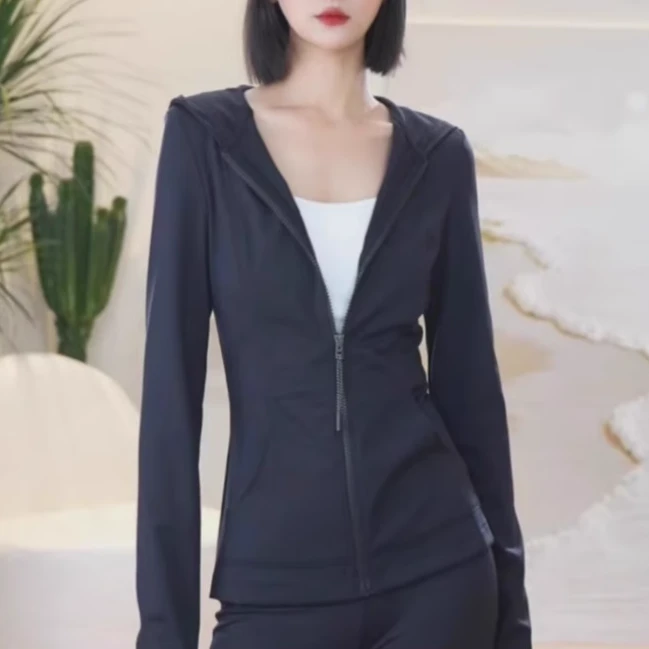 【专柜品质】秋季新款修身收腰高弹磨毛连帽卫衣外套1400810