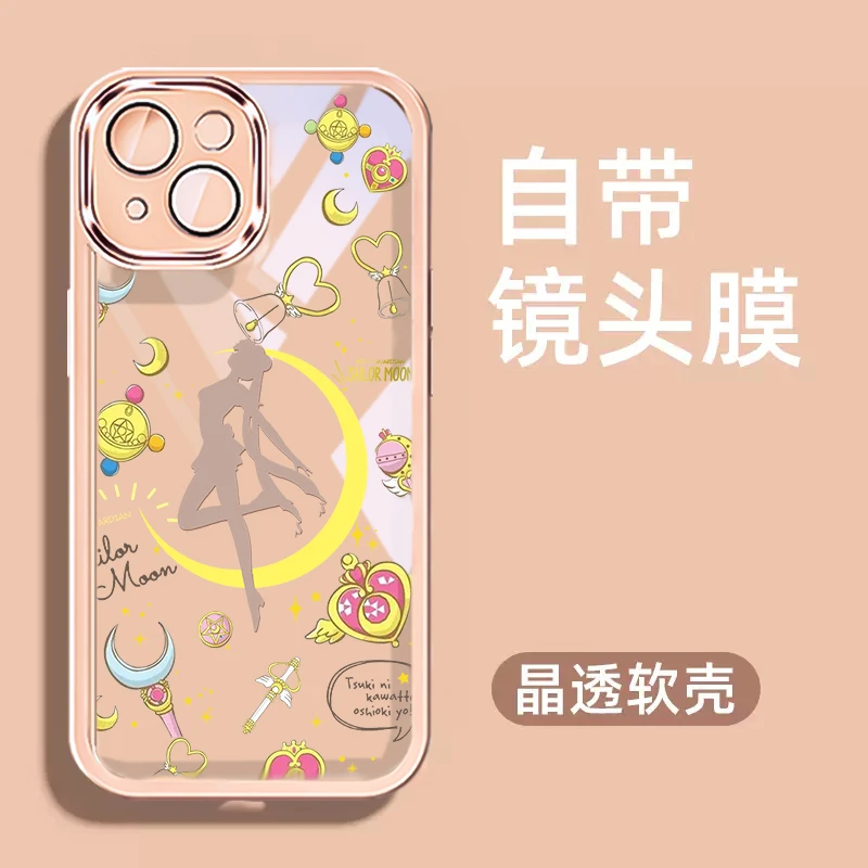 水冰月美少女自带镜头膜14promax苹果12手机壳iPhone1314pro透明x