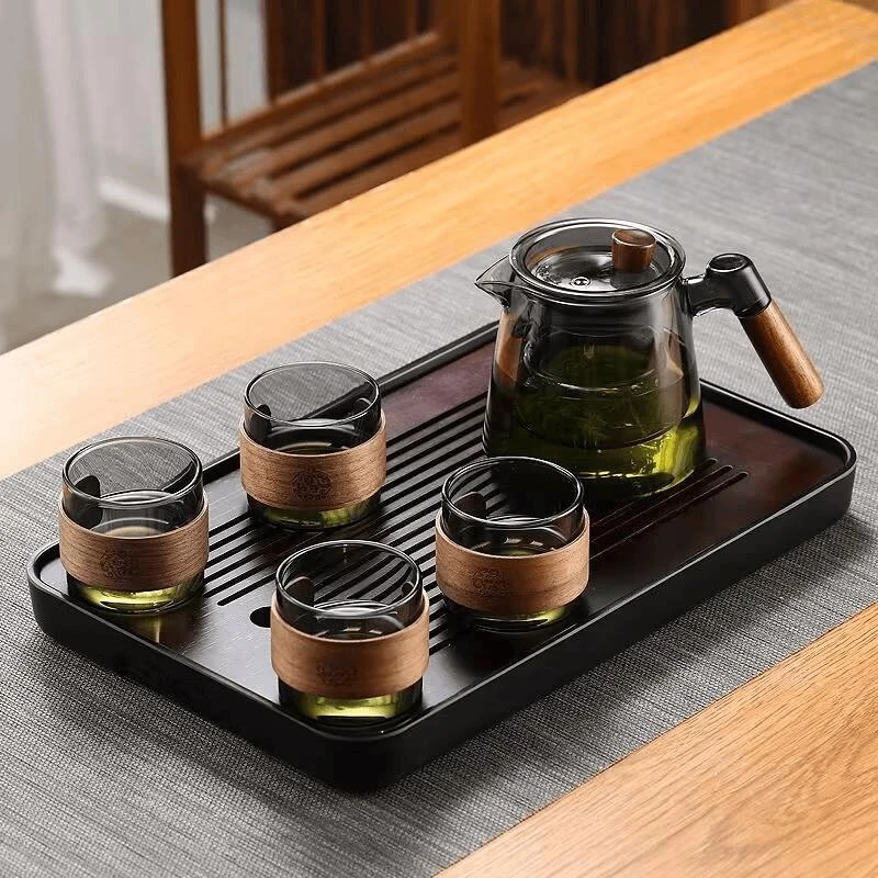 泡茶壶耐高温木把茶水分离玻璃耐热煮茶器加厚过滤小型茶道防烫