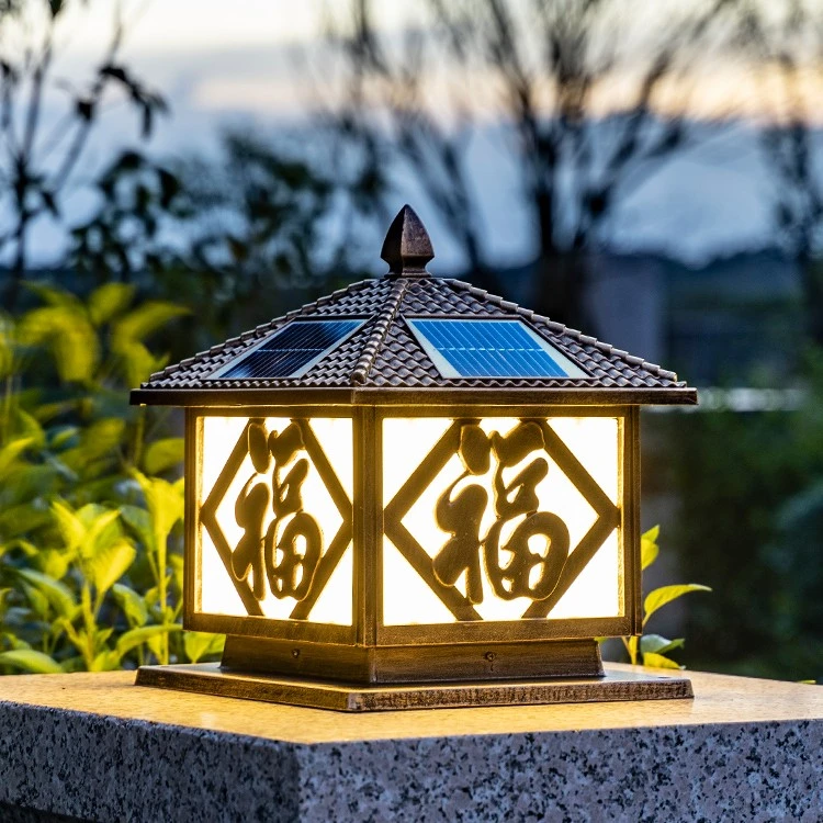 太阳能围墙柱头灯庭院大门柱子门墩墙头顶灯户外防水家用照明接电