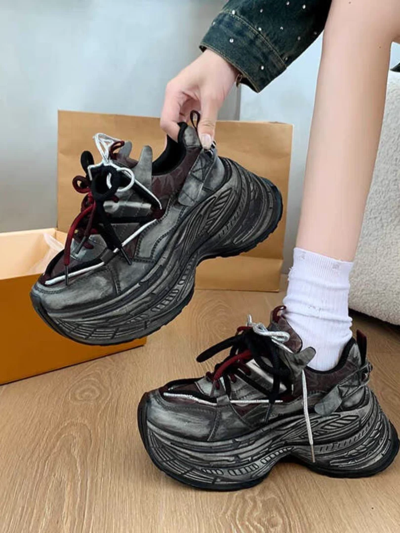 ZS-欧货巴黎老爹鞋2024满天星厚底增高透气休闲百搭小个子运动鞋