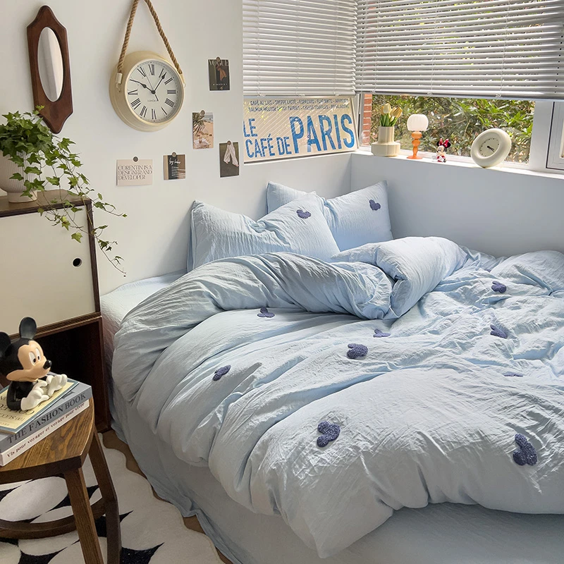 SMJN 0026 超柔水洗毛巾绣四件套 浅蓝