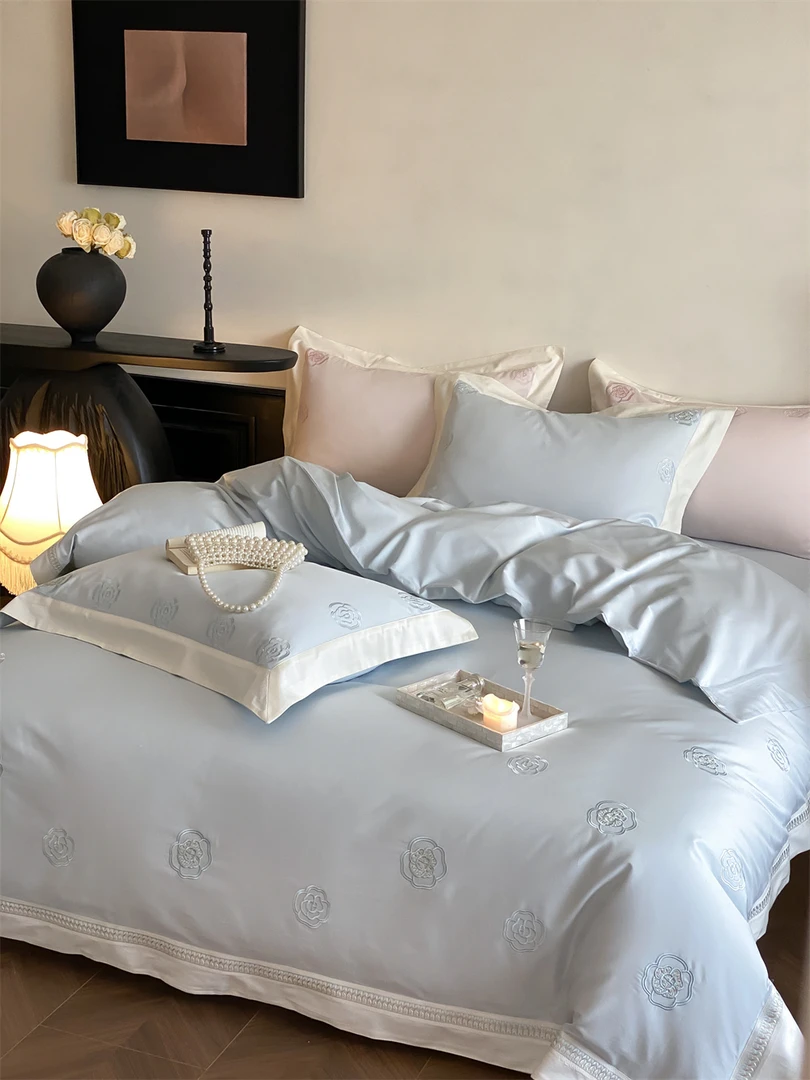 YJJ 6483 秋冬新款高支澳棉绣花四件套 香缇卡-蓝