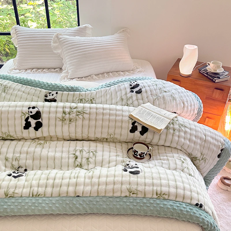 YY 6974 新款仿兔兔绒豆豆被冬被子被芯 熊有成竹