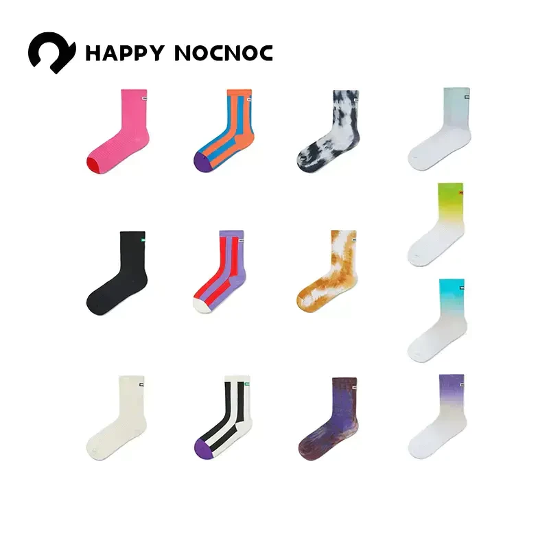 happy nocnoc/敲开心百搭时尚春款多巴胺条纹渐变中筒袜亲子款