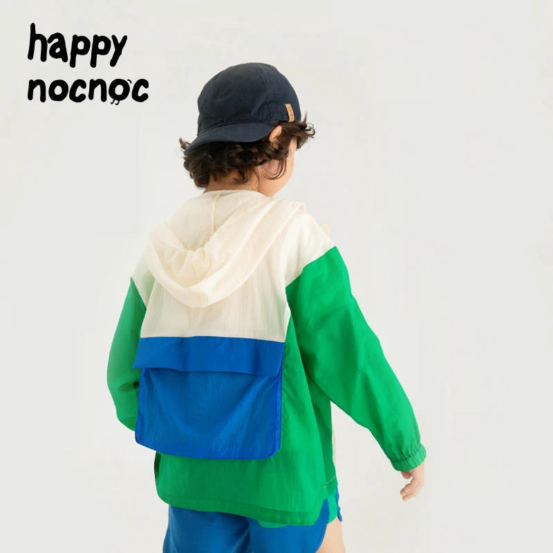 【撞色拼接防晒服】happynocnoc儿童男女孩轻薄外套防紫外线雅丹风