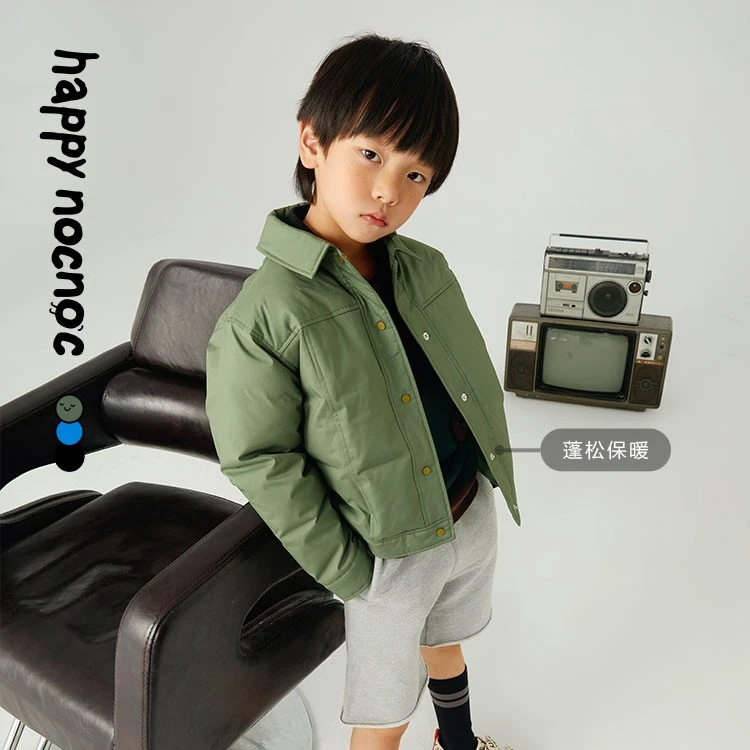 【特惠清仓】happynocnoc儿童短款夹克羽绒服亲子秋冬外套雅丹风