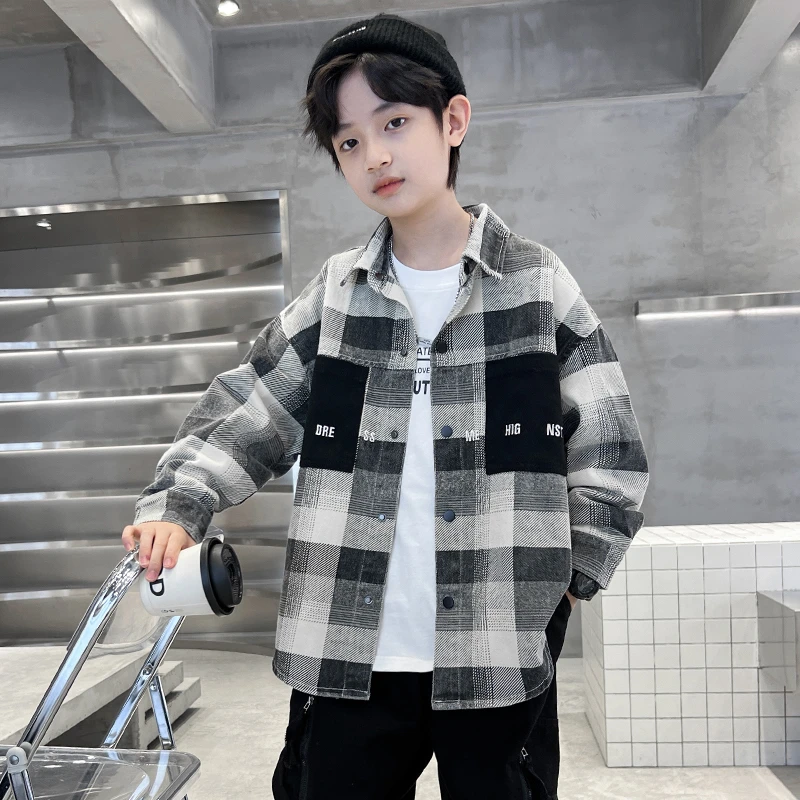 男童春秋季衬衫2024新款中大儿童男孩休闲秋款痞帅【QHZ-YC】AF236