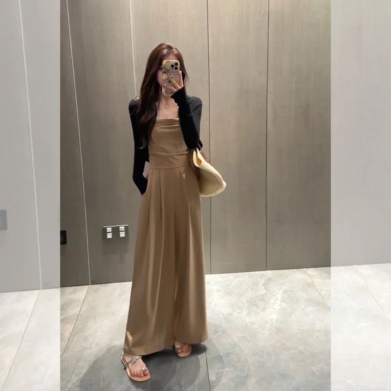 【长腿姐姐】夏季吊带高腰显瘦阔腿连体裤 2305K02 GAGAZHANG