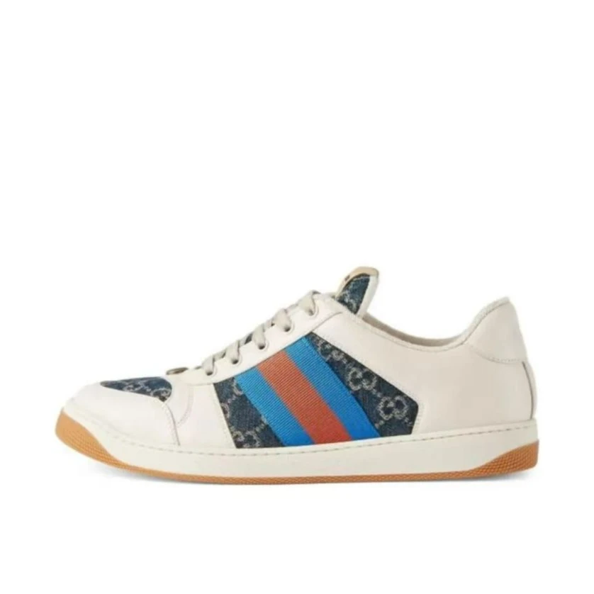 全新未使用 GUCCI/古驰 22FW秋冬Screener系列运动鞋GG珐琅蓝白男
