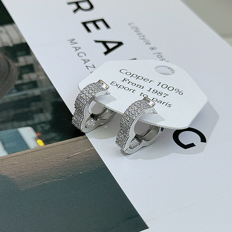 铜合金合成锆石耳饰 气质轻奢时尚百搭小众不规则爱心耳环QC975