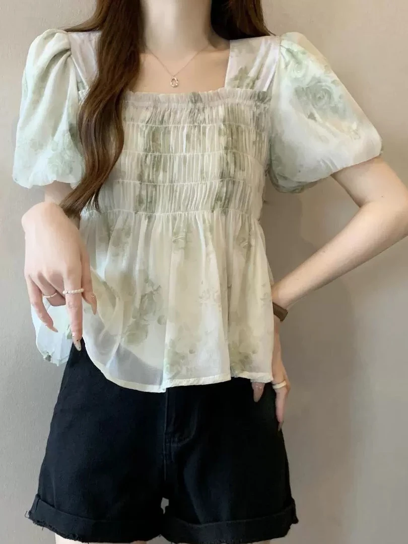 【成功姐姐】小花设计百搭小仙女衬衫267